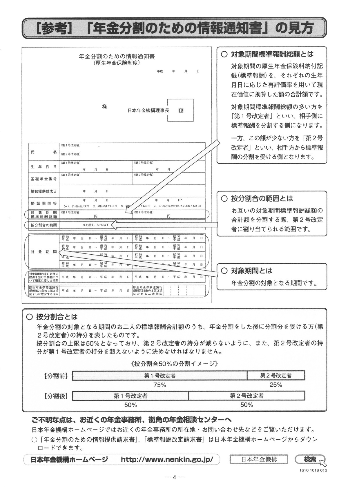 年金分割の情報通知書