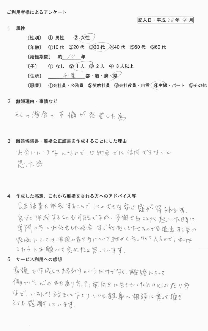 離婚公正証書平成28年4月