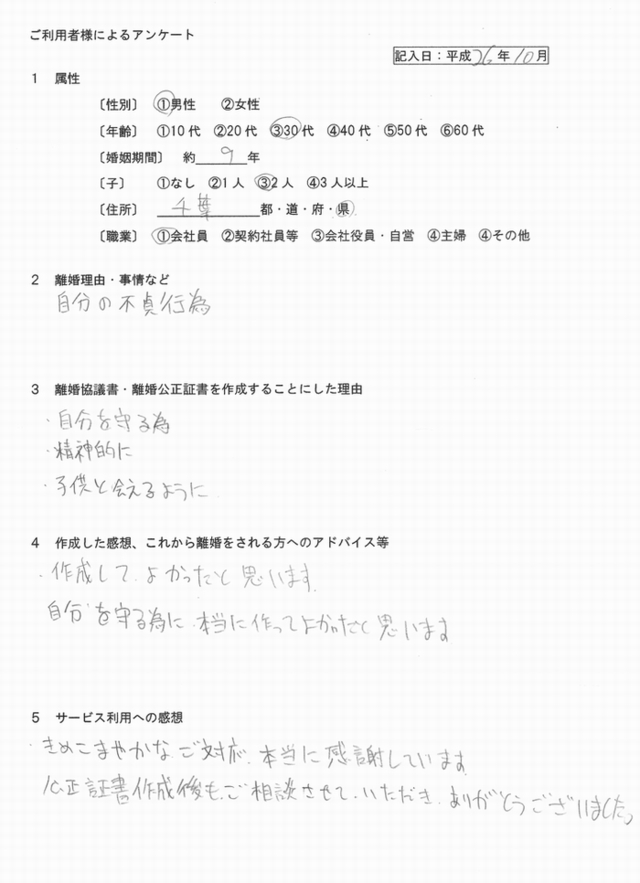 離婚公正証書・男性2610