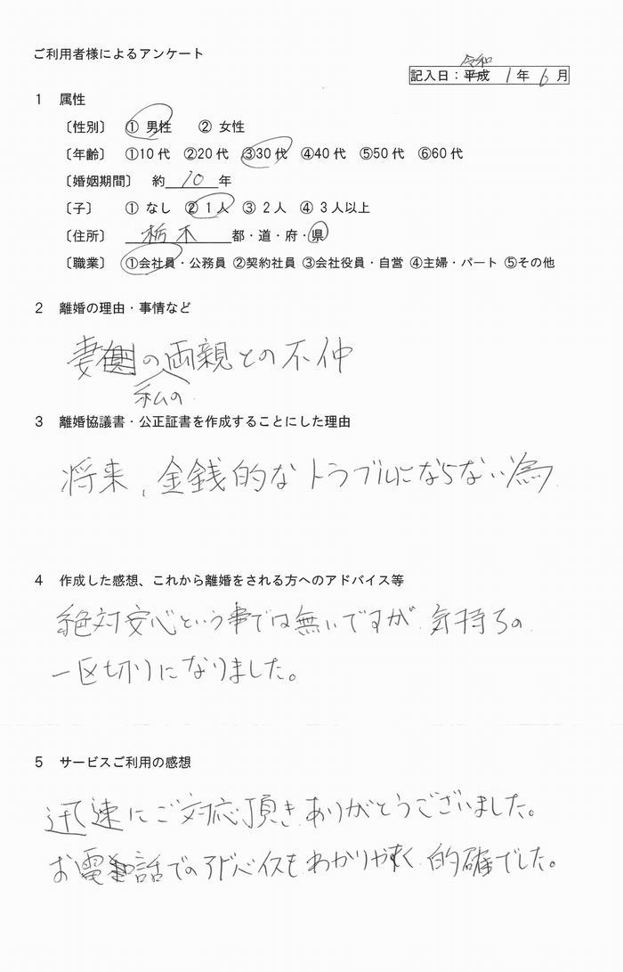 令和元年6月③離婚協議書